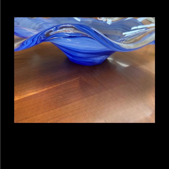 Murano Glass (Lavorazione) Cobalt Blue Dish from Italy - 17” x 9” x 3.5” - Picture 4 of 5